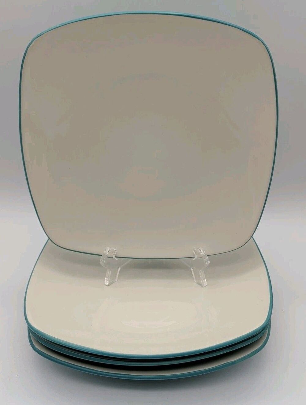 Vtg Noritake Colorwave Turquoise Square Salad Plates Set Of 4